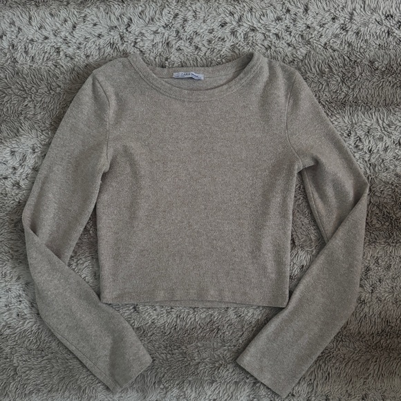 Zara Women's Light Brown Long Sleeve Top - Picture 5 of 6